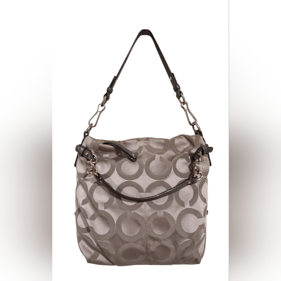 Coach Signature Op Art Convertible Hobo Handbag - Picture 16 of 16